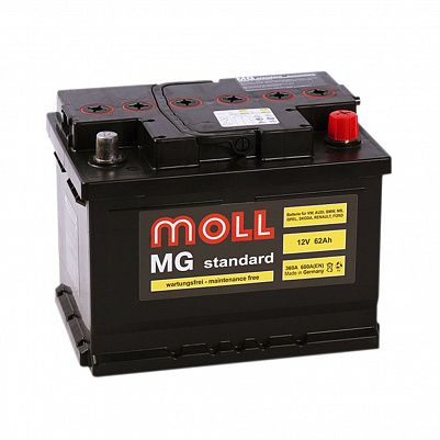Автомобильный аккумулятор MOLL MG Standart 62.0 (R) фото 401x401